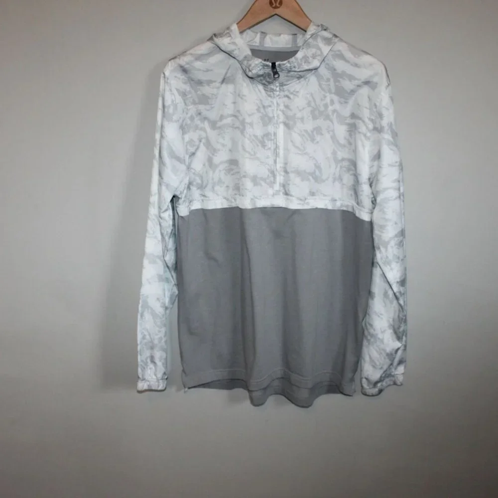 Under Armour Sportstyle Wind Anorak White Gray Hooded Pullover Large H11990 - Picture 9 of 11